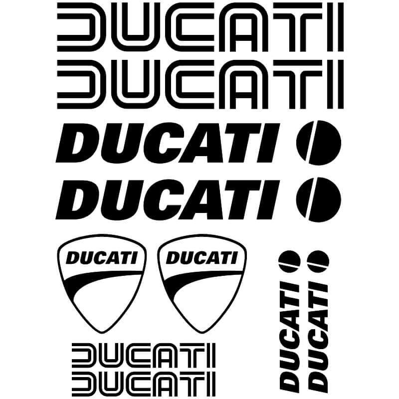 Kit de 10 Stickers Ducati Noir