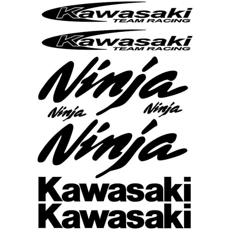 Kit de 8 Stickers Kawasaki Noir