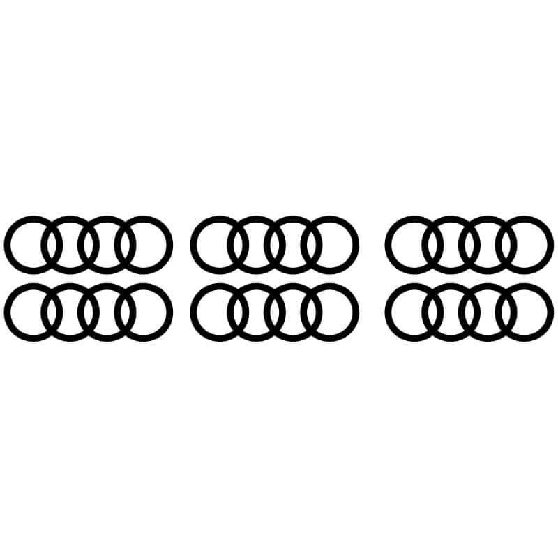6 Stickers Logo Audi noir