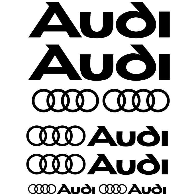 Kit de 8 Stickers Audi noir