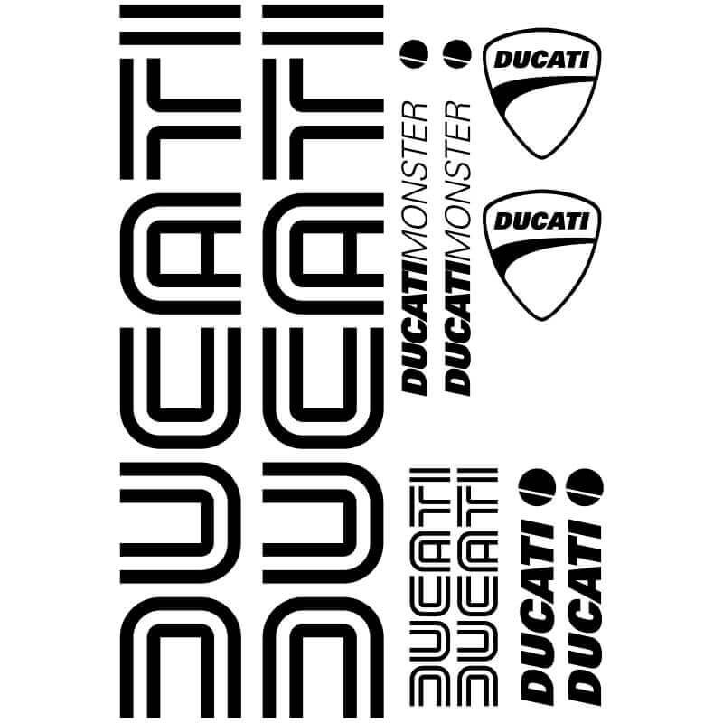 Kit de 10 Stickers Ducati Monster noir