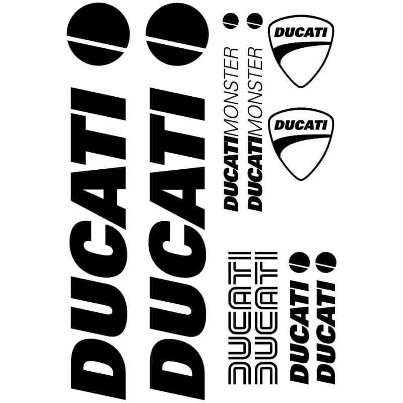 Kit de 10 Stickers Monster Ducati noir
