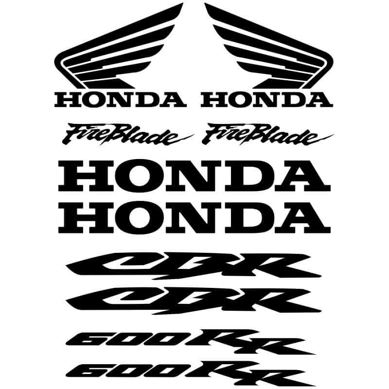Kit de 10 Stickers Honda CBR 600rr noir