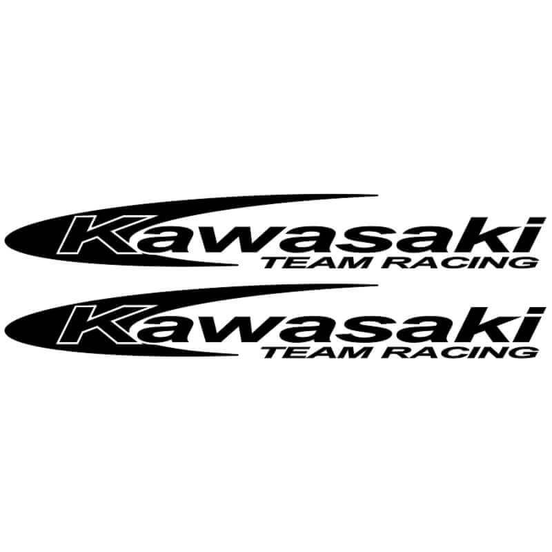 2 Stickers Kawasaki Team Racing noir