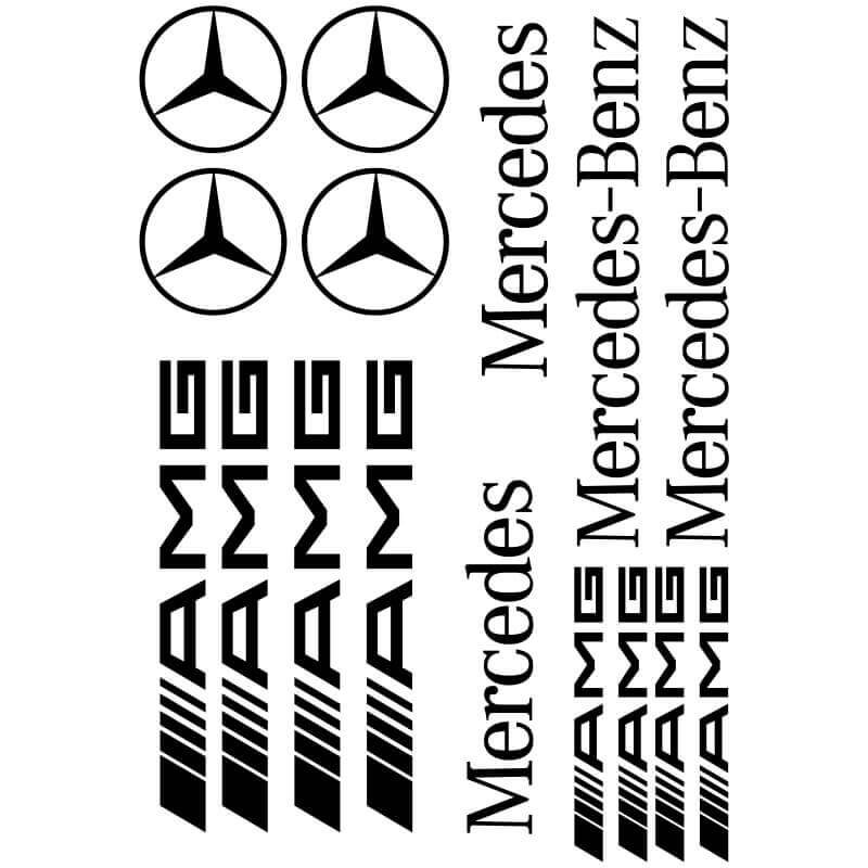 Kit de 16 Stickers Mercedes-Benz noir