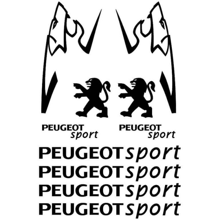 Kit de 10 Stickers Peugeot noir