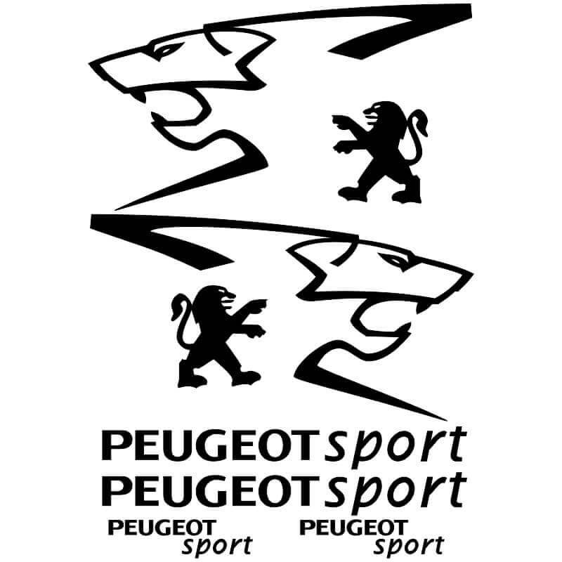Kit de 8 Stickers Peugeot Sport noir
